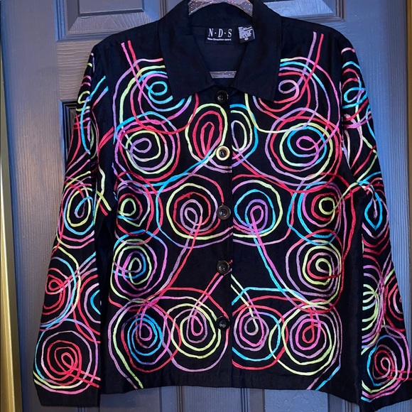 NDS  New Direction Sport Jackets & Blazers - Women's Black Blazer with Vibrant Swirl Patterns